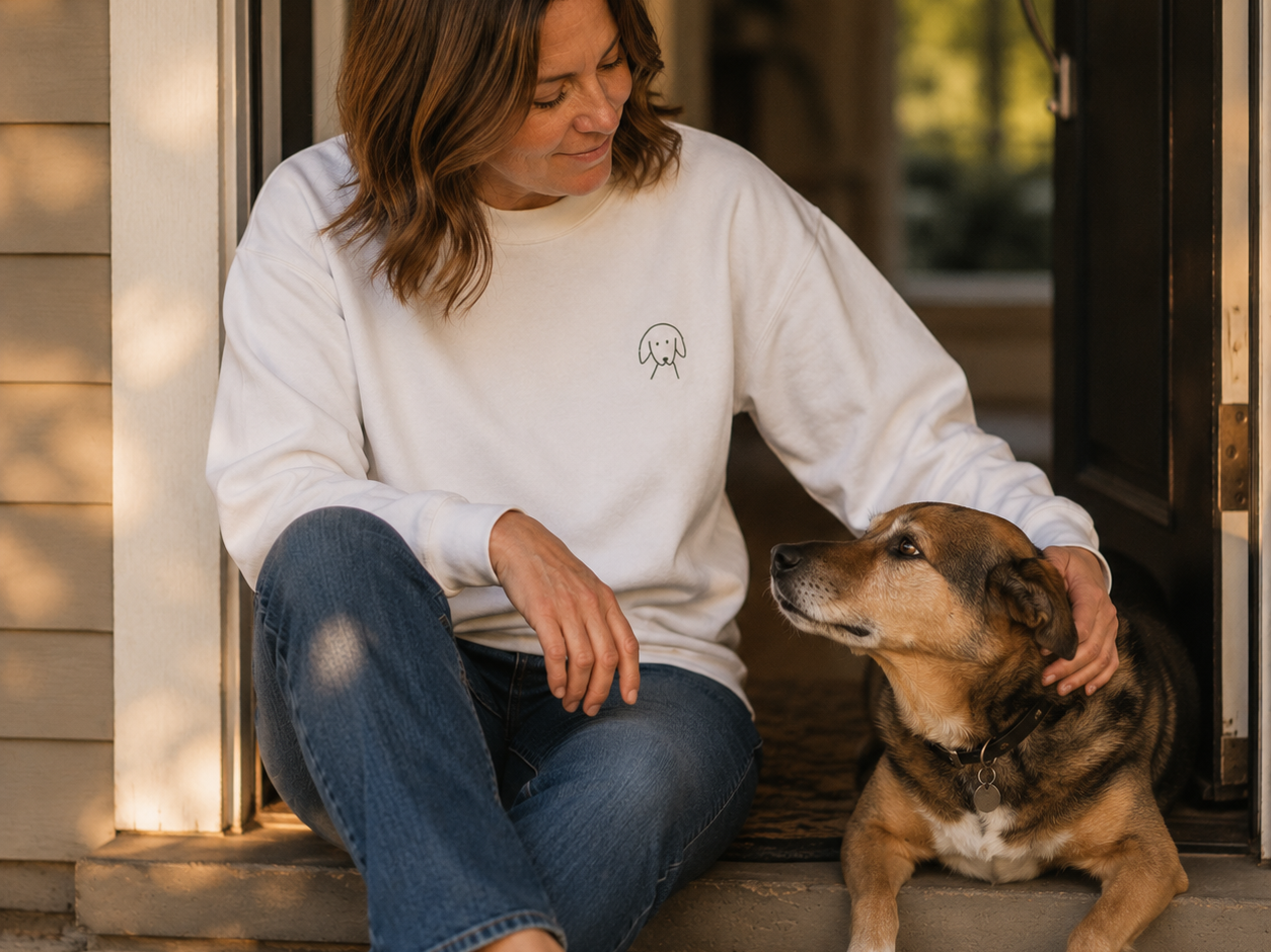 Classic Logo embroidered sweatshirt featuring a small dog head icon