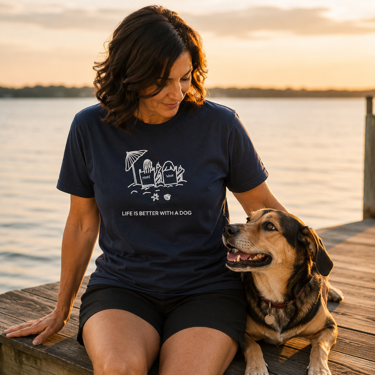 Life is Better with a Dog -- Beach| Soft Cotton Tee | Summer Collection | Life Is Better With A Dog Collection