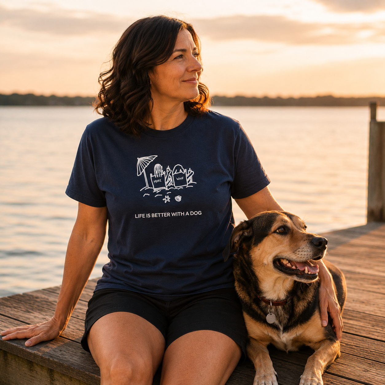 Life is Better with a Dog -- Beach| Soft Cotton Tee | Summer Collection | Life Is Better With A Dog Collection