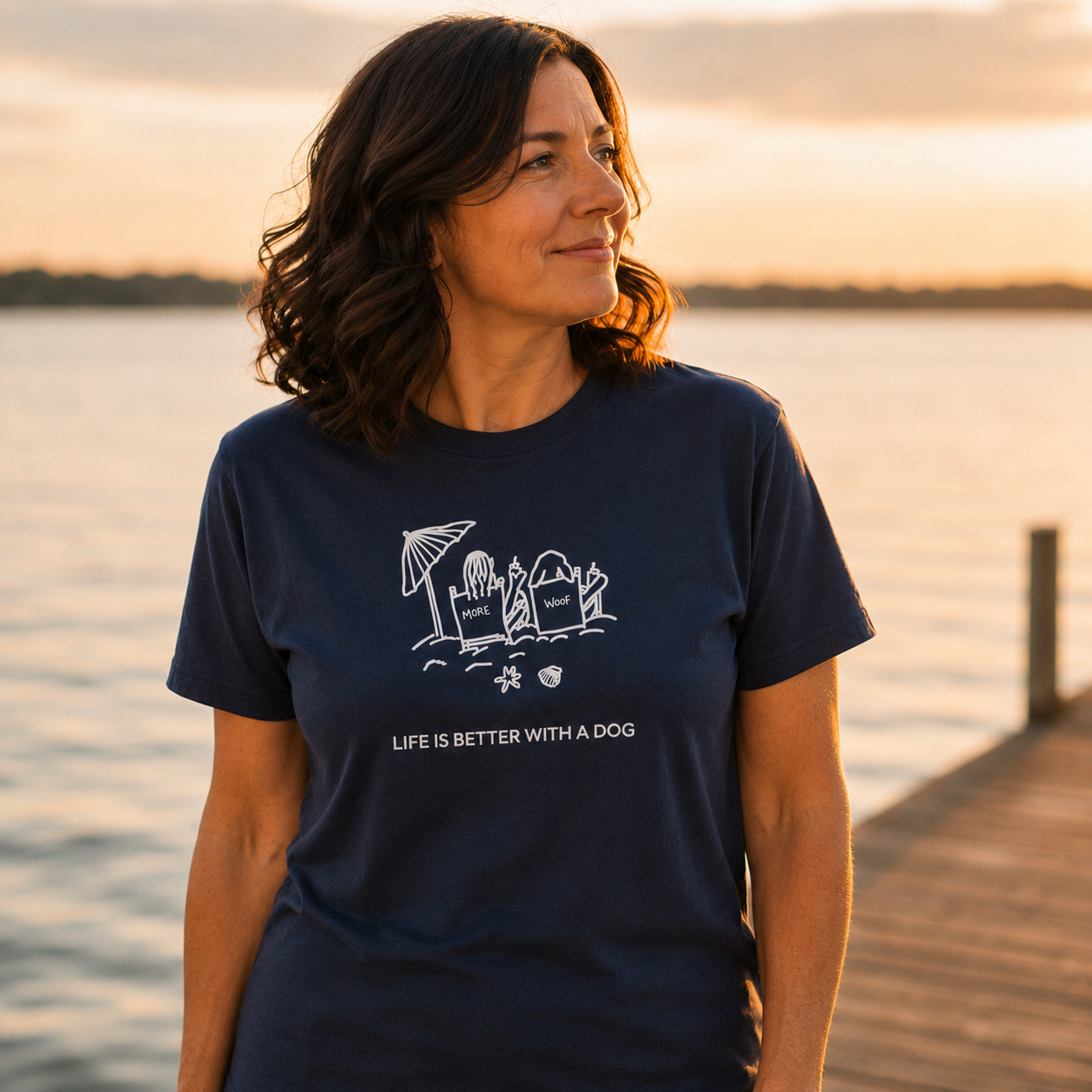 Life is Better with a Dog -- Beach| Soft Cotton Tee | Summer Collection | Life Is Better With A Dog Collection