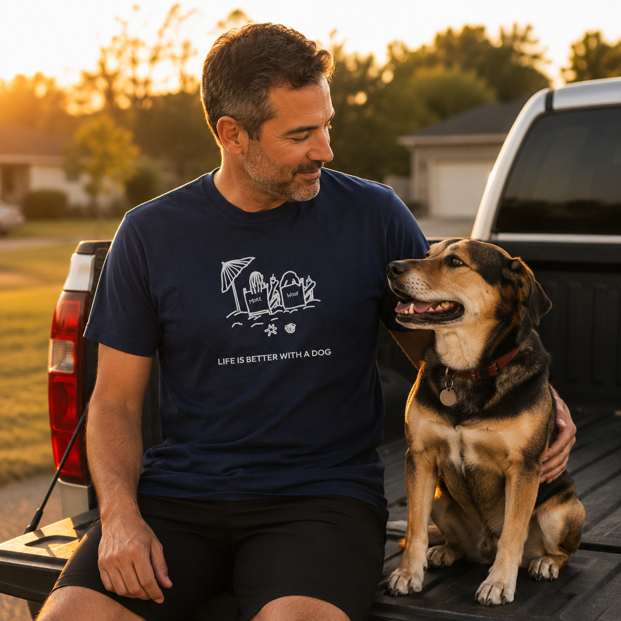 Life is Better with a Dog -- Beach| Soft Cotton Tee | Summer Collection | Life Is Better With A Dog Collection