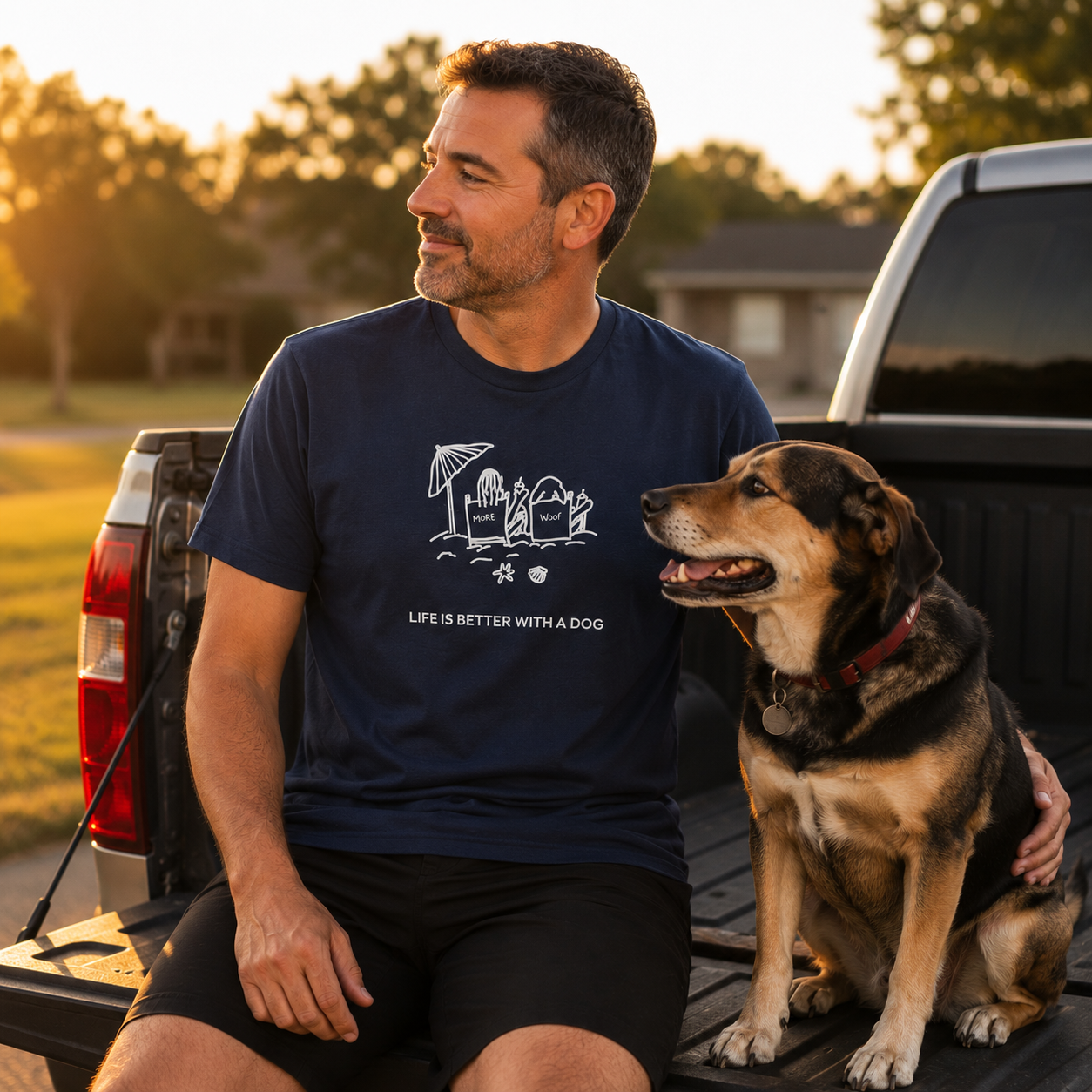 Life is Better with a Dog -- Beach| Soft Cotton Tee | Summer Collection | Life Is Better With A Dog Collection