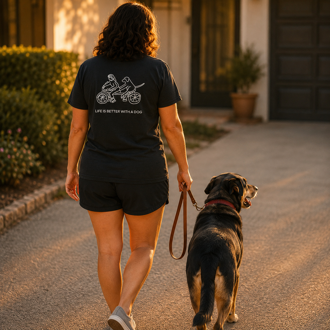 Life Is Better With A Dog -- Bicycle (Back Print) | Soft Cotton Tee | Life Is Better With A Dog Collection