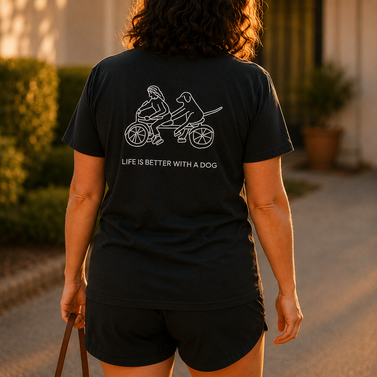 Life Is Better With A Dog -- Bicycle (Back Print) | Soft Cotton Tee | Life Is Better With A Dog Collection