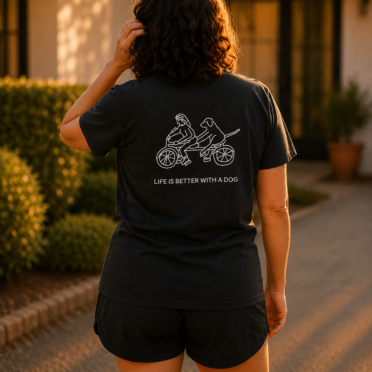 Life Is Better With A Dog -- Bicycle (Back Print) | Soft Cotton Tee | Life Is Better With A Dog Collection