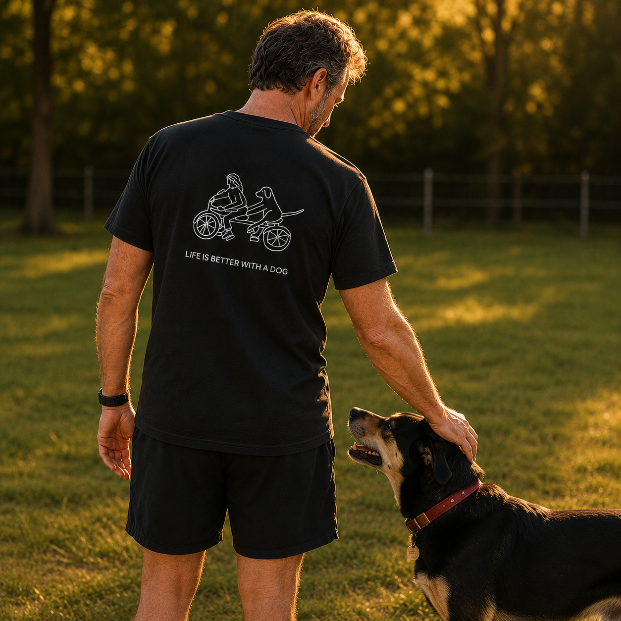 Life Is Better With A Dog -- Bicycle (Back Print) | Soft Cotton Tee | Life Is Better With A Dog Collection