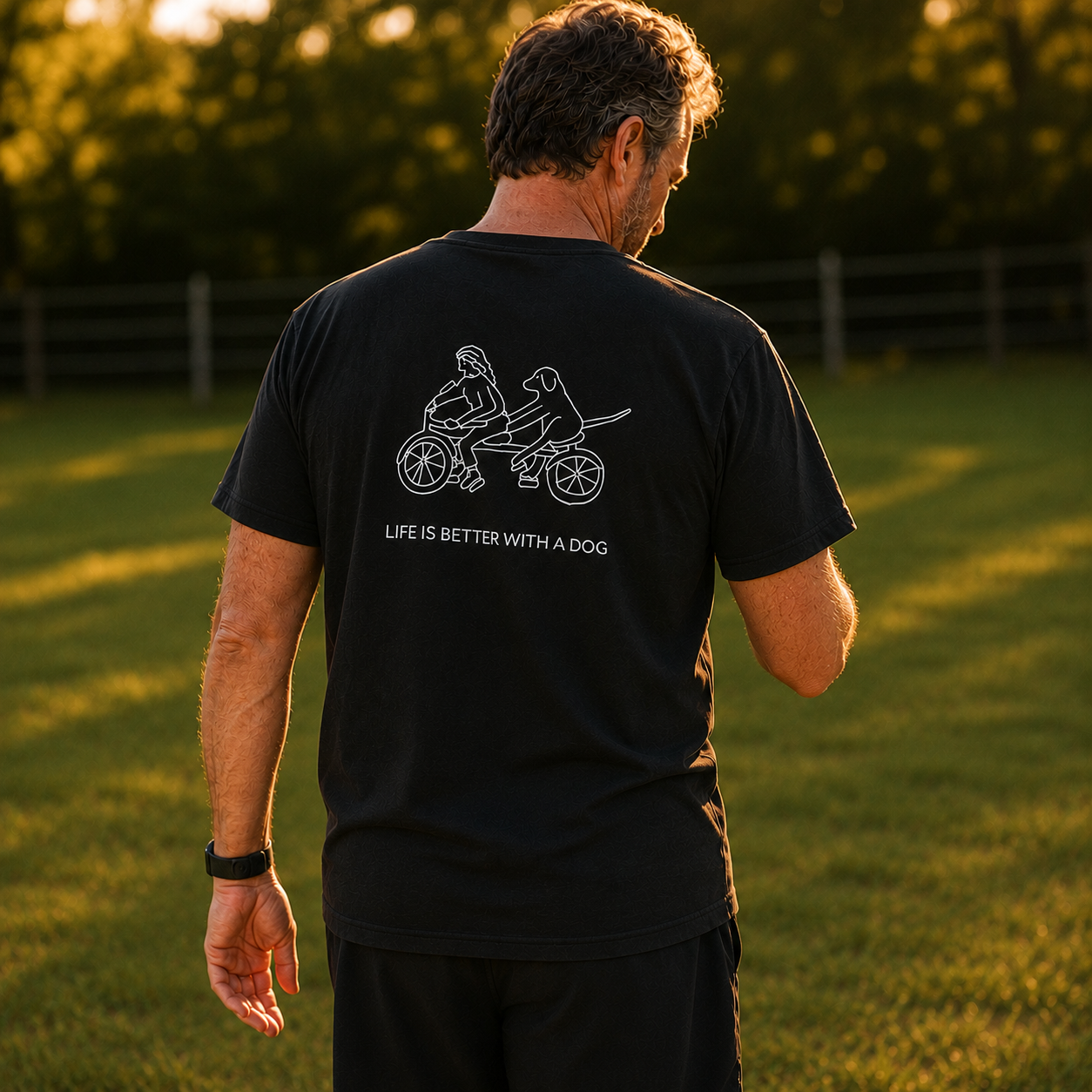 Life Is Better With A Dog -- Bicycle (Back Print) | Soft Cotton Tee | Life Is Better With A Dog Collection