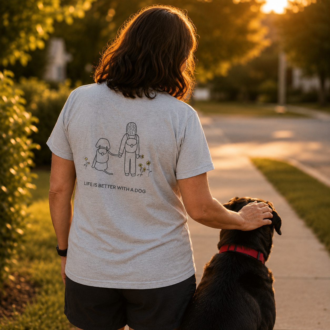 Life Is Better With A Dog -- Hiking (Back Print) | Soft Cotton Tee | Life Is Better With A Dog Collection