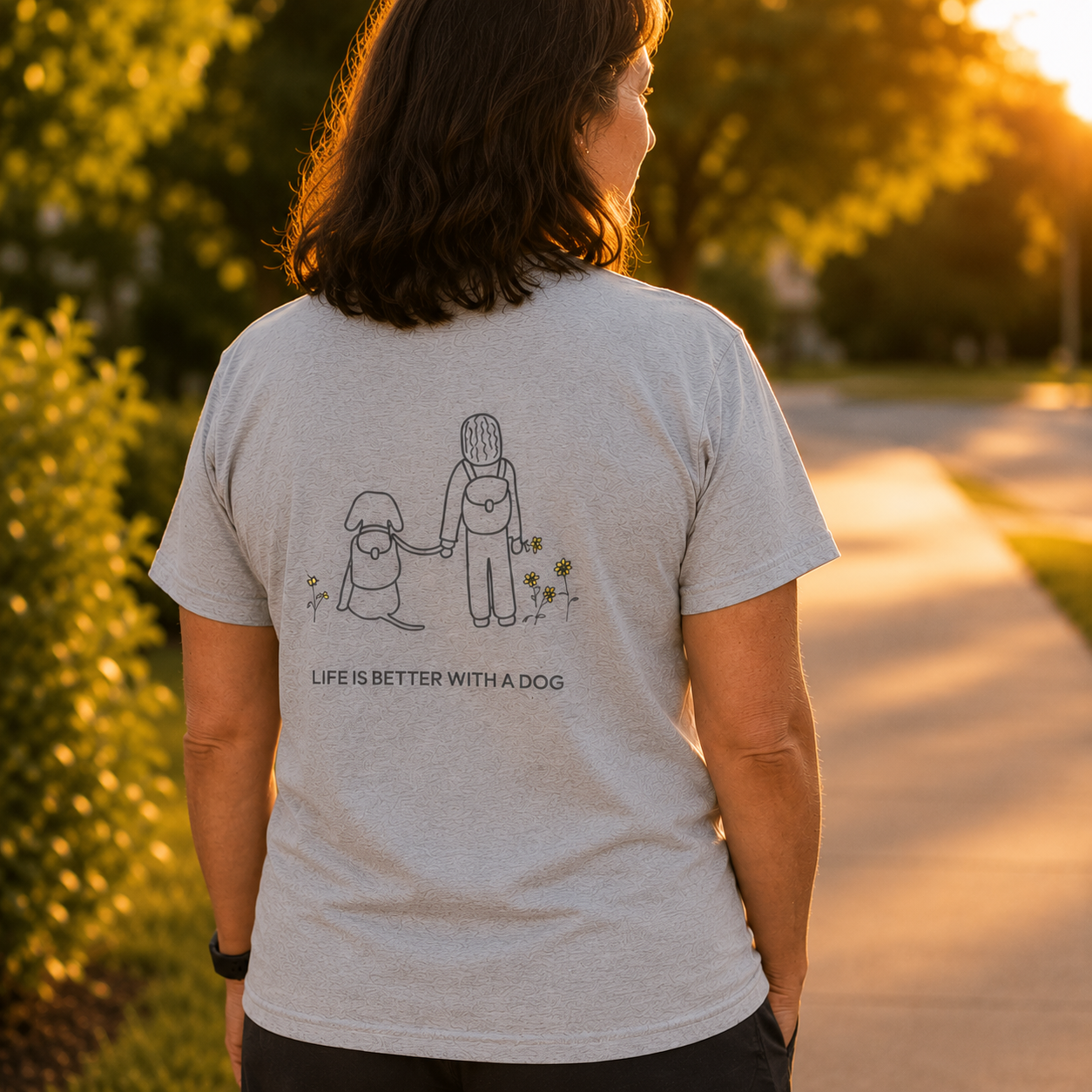 Life Is Better With A Dog -- Hiking (Back Print) | Soft Cotton Tee | Life Is Better With A Dog Collection