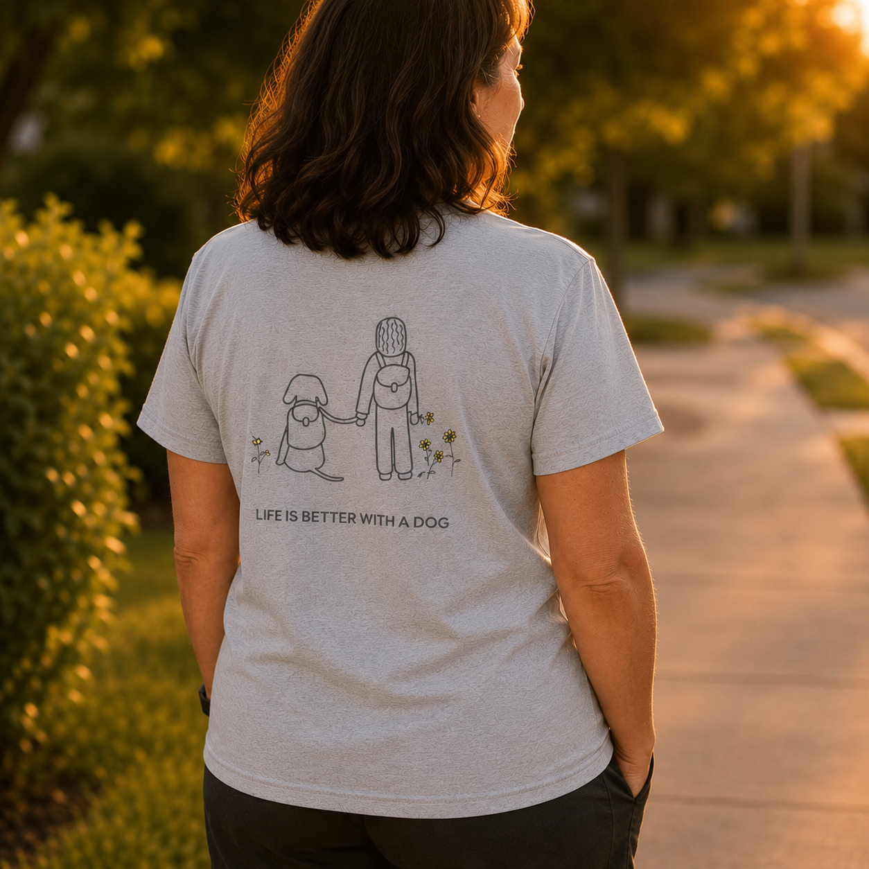 Life Is Better With A Dog -- Hiking (Back Print) | Soft Cotton Tee | Life Is Better With A Dog Collection