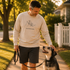 Dog Gone Fishing sweatshirt, artwork of a person fishing with their dog