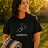 The MoreWoof Surfer Dog t-shirt showing a dog standing on a surfboard