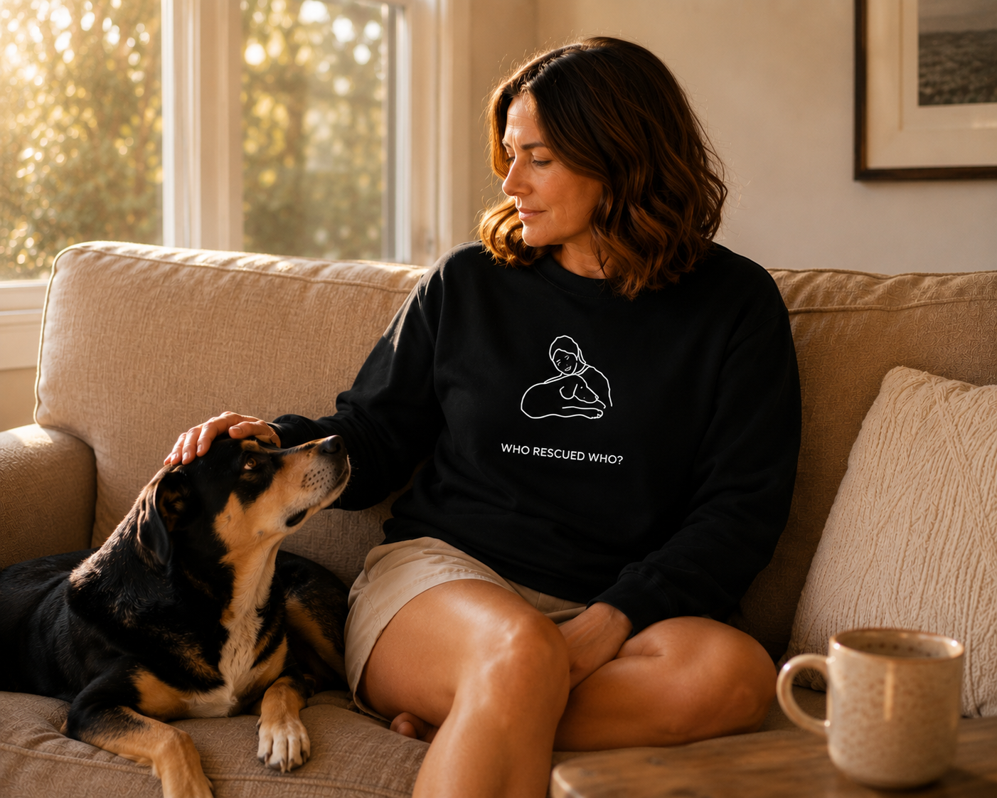 Who Rescued Who? | Morewoof Softstyle Fleece Sweatshirt | Rescue Collection