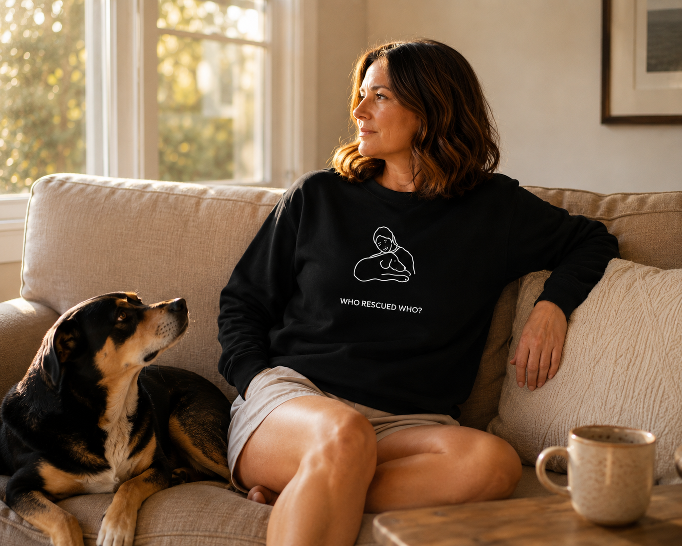 Who Rescued Who? | Morewoof Softstyle Fleece Sweatshirt | Rescue Collection