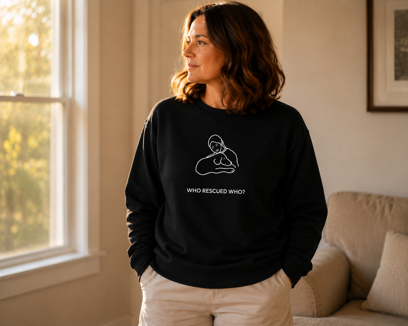 Who Rescued Who? | Morewoof Softstyle Fleece Sweatshirt | Rescue Collection
