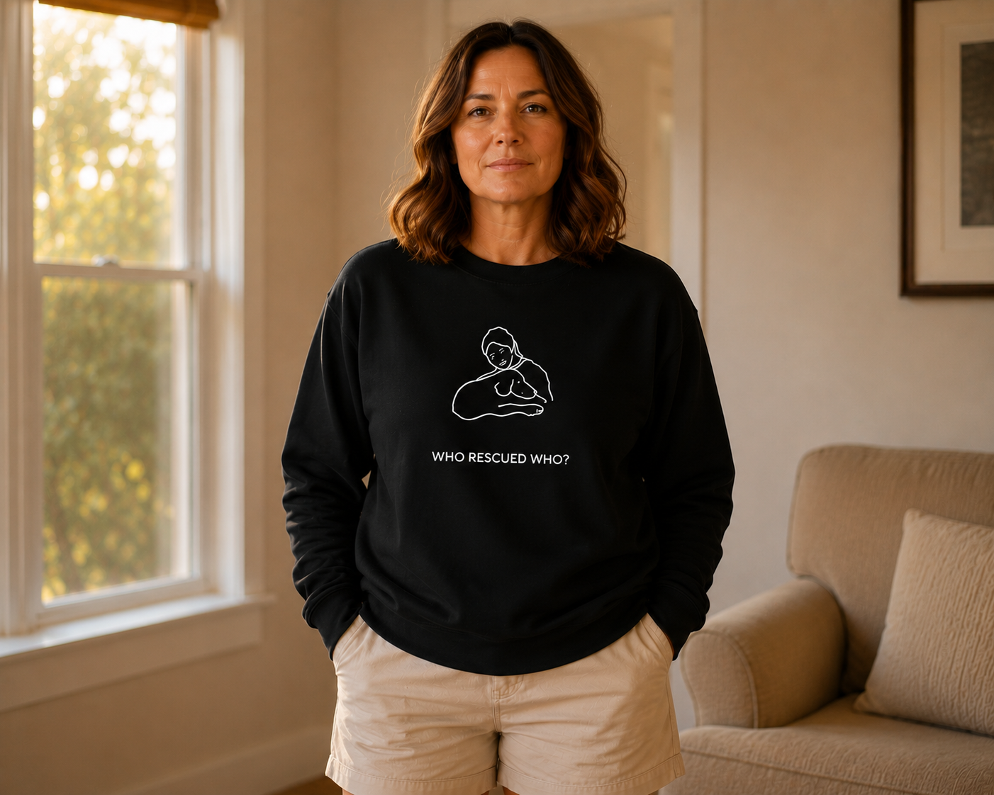 Who Rescued Who? | Morewoof Softstyle Fleece Sweatshirt | Rescue Collection