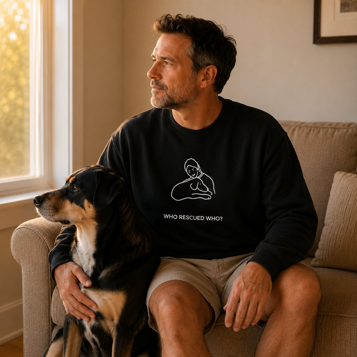 Who Rescued Who? | Morewoof Softstyle Fleece Sweatshirt | Rescue Collection