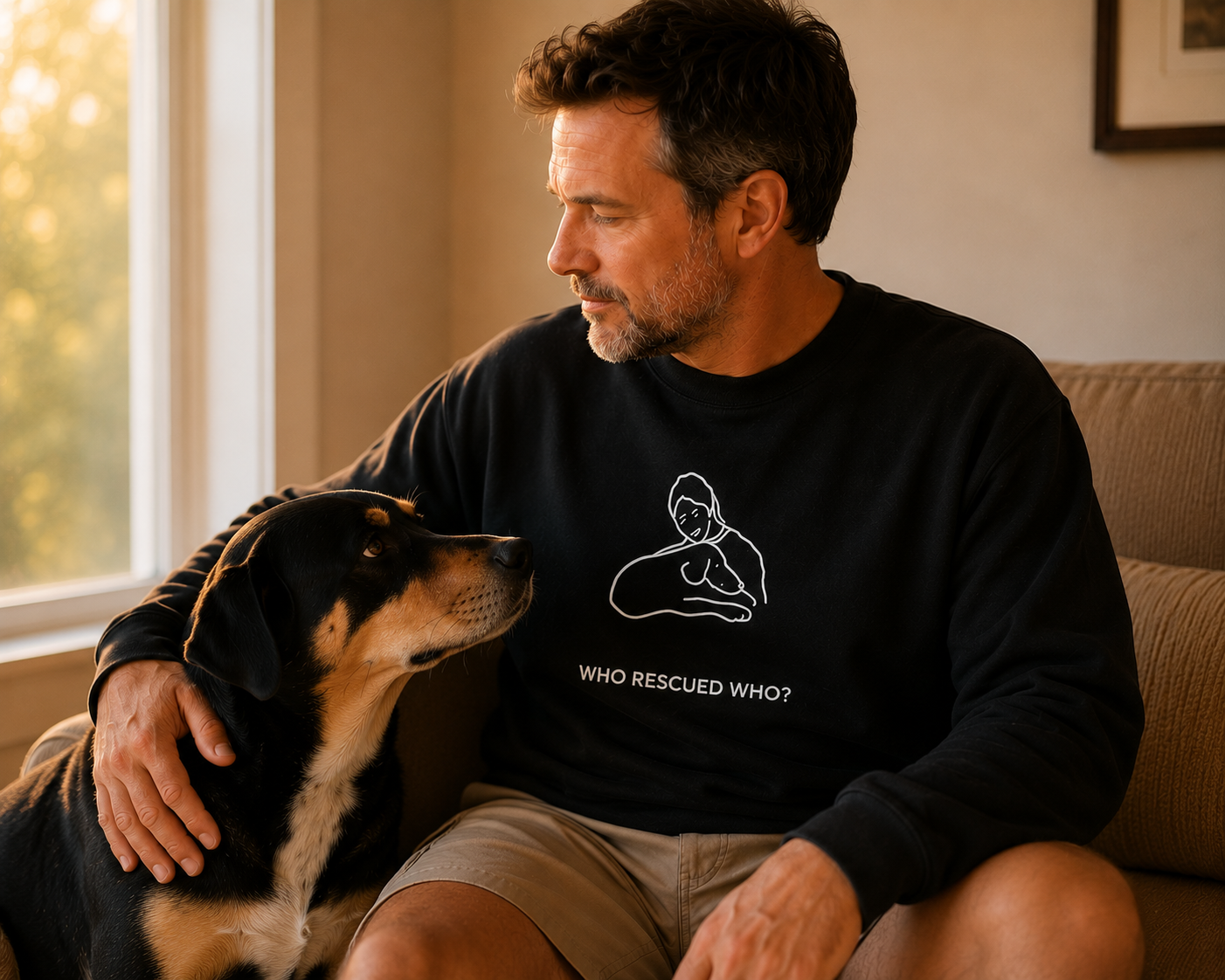 Who Rescued Who? | Morewoof Softstyle Fleece Sweatshirt | Rescue Collection