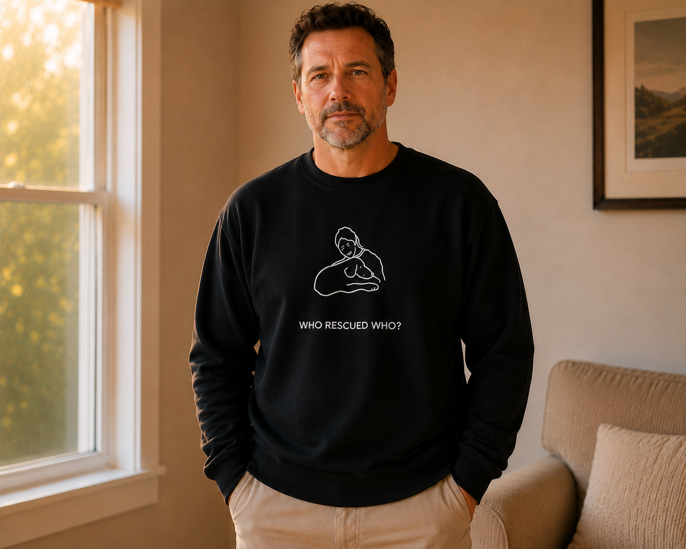 Who Rescued Who? | Morewoof Softstyle Fleece Sweatshirt | Rescue Collection