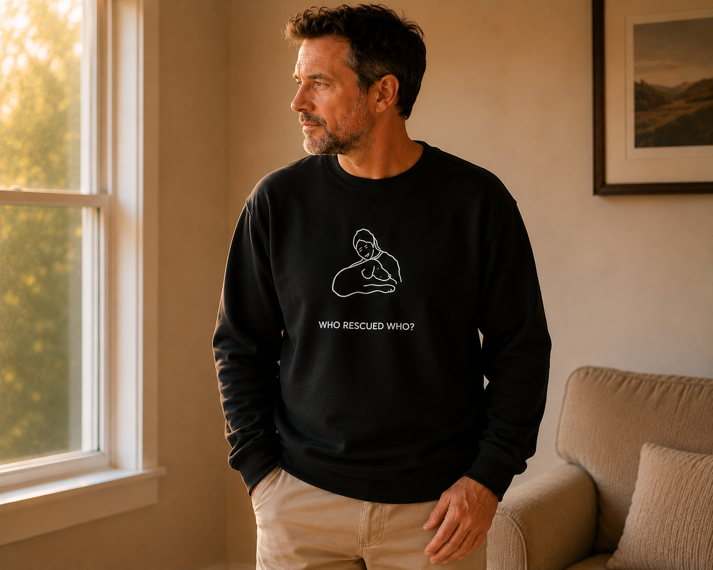 Who Rescued Who? | Morewoof Softstyle Fleece Sweatshirt | Rescue Collection