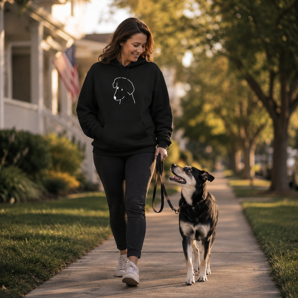 "Happy Dog" | Softstyle Fleece Hoodie | Face Time Collection