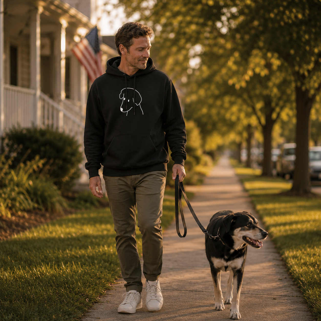 "Happy Dog" | Softstyle Fleece Hoodie | Face Time Collection