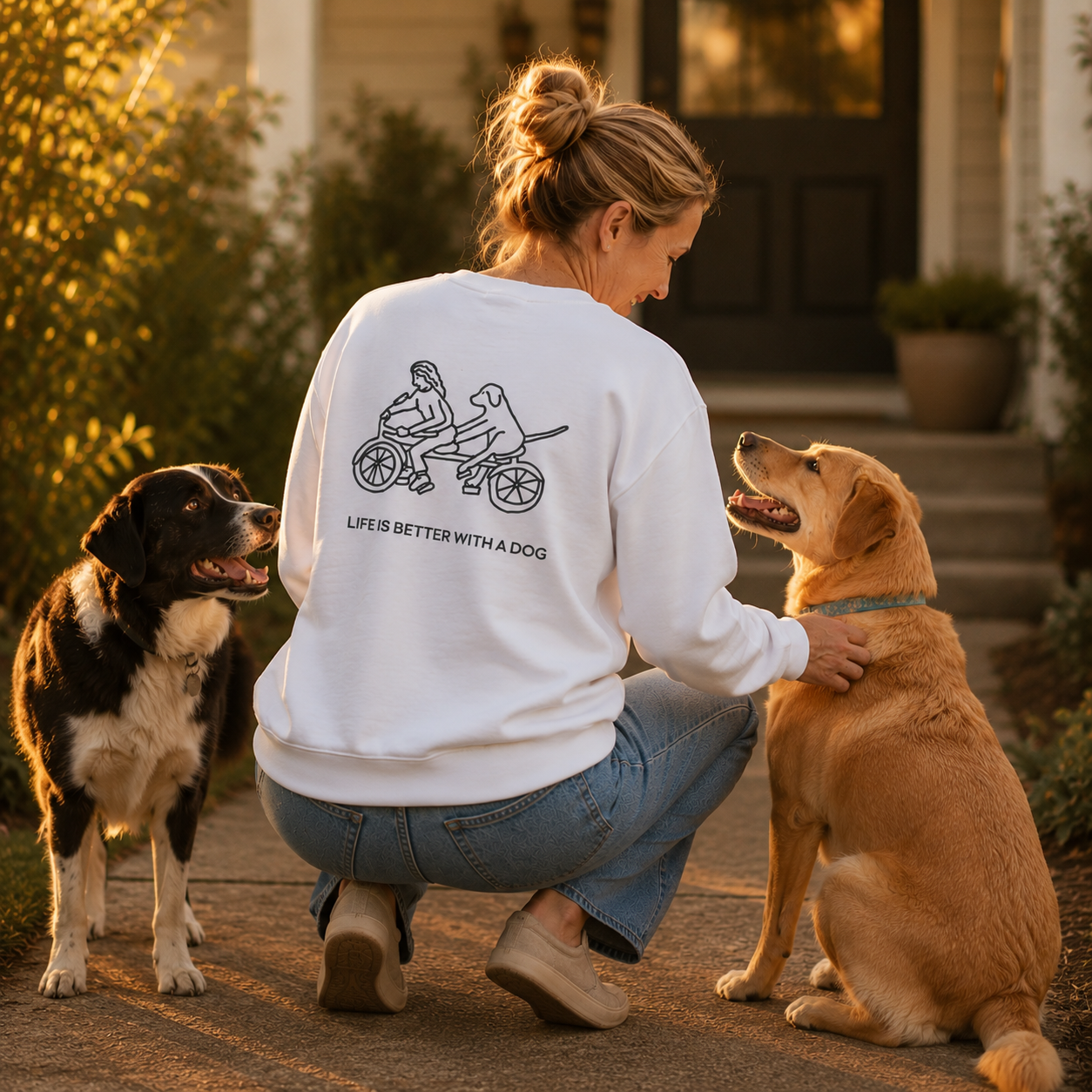 Life Is Better With A Dog -- Bicycle (Back Print) | Softstyle Fleece Sweatshirt | Life Is Better With A Dog Collection