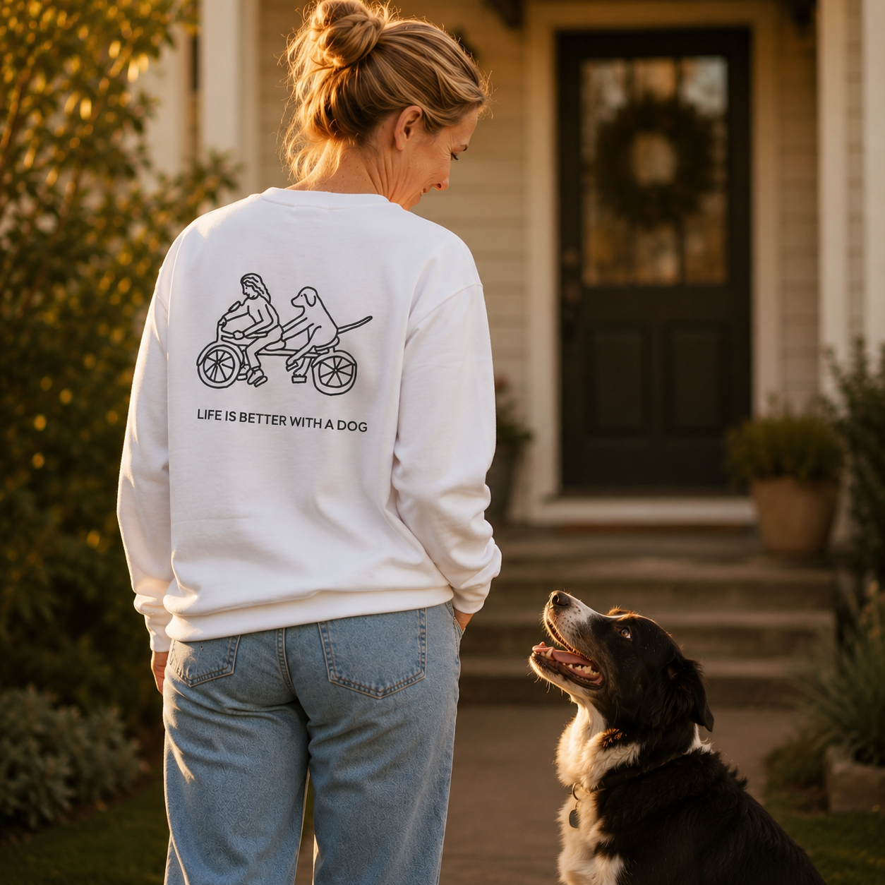 Life Is Better With A Dog -- Bicycle (Back Print) | Softstyle Fleece Sweatshirt | Life Is Better With A Dog Collection