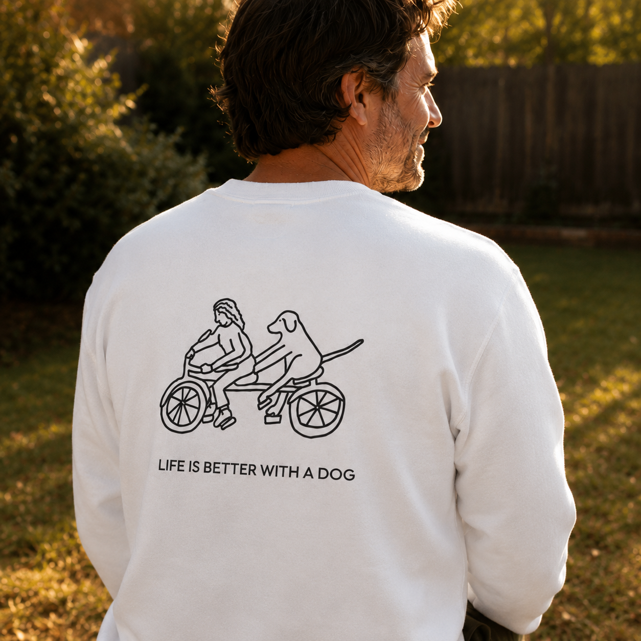 Life Is Better With A Dog -- Bicycle (Back Print) | Softstyle Fleece Sweatshirt | Life Is Better With A Dog Collection
