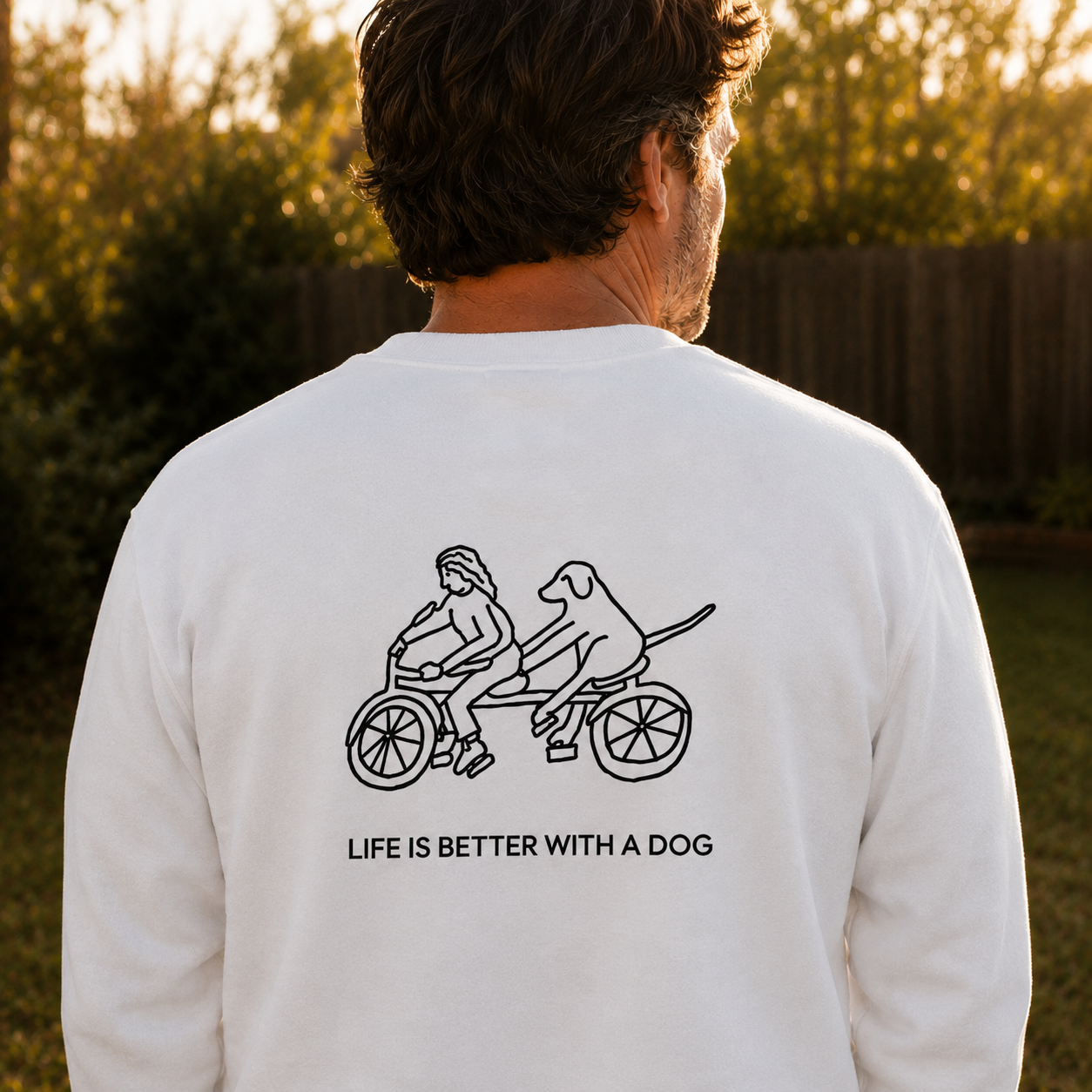 Life Is Better With A Dog -- Bicycle (Back Print) | Softstyle Fleece Sweatshirt | Life Is Better With A Dog Collection