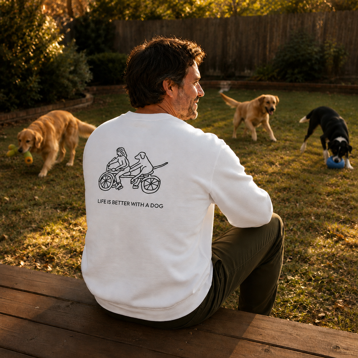 Life Is Better With A Dog -- Bicycle (Back Print) | Softstyle Fleece Sweatshirt | Life Is Better With A Dog Collection