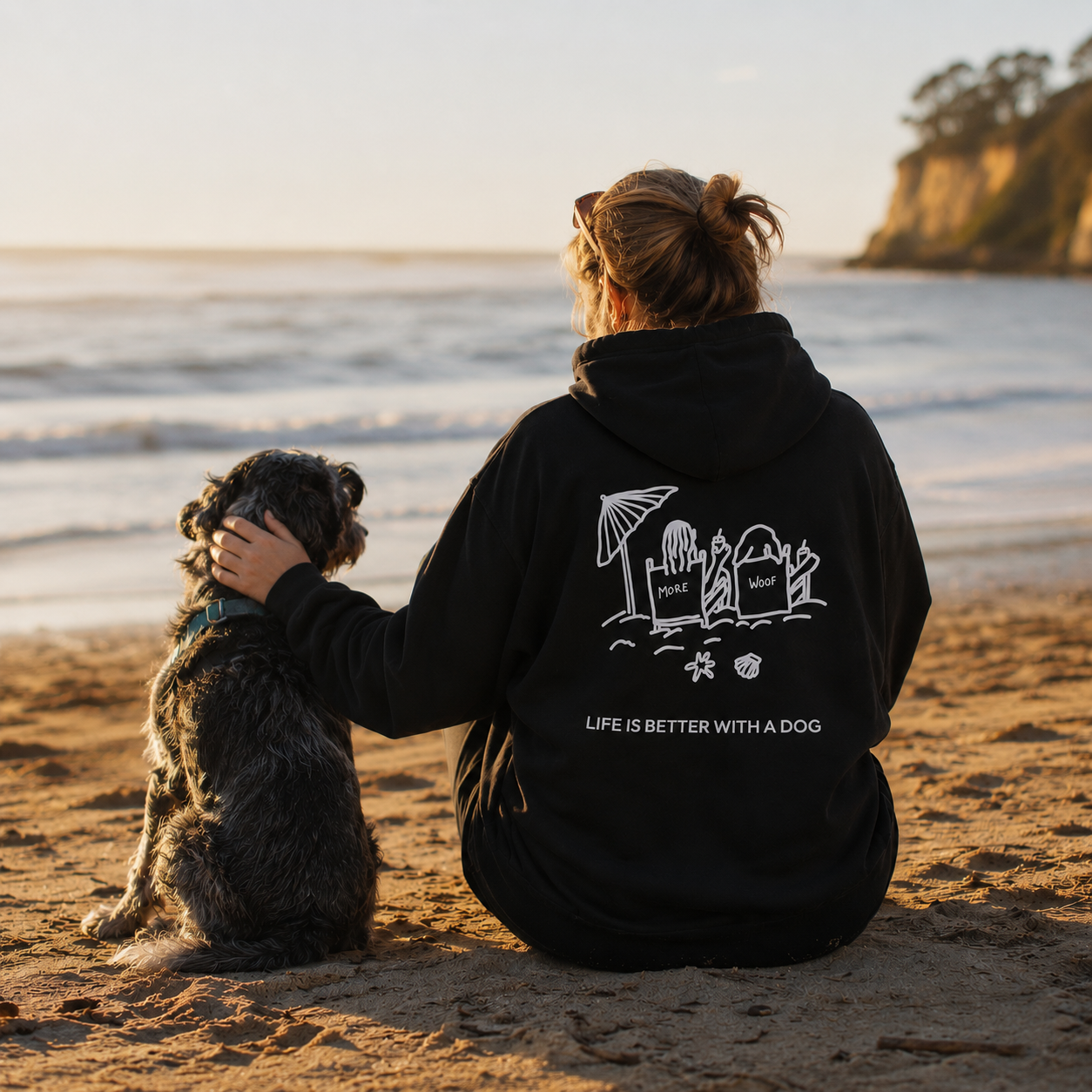 Life is Better with a Dog -- Beach (Back Print) | Soft Fleece Hoodie | Life Is Better With A Dog Collection | Summer Collection
