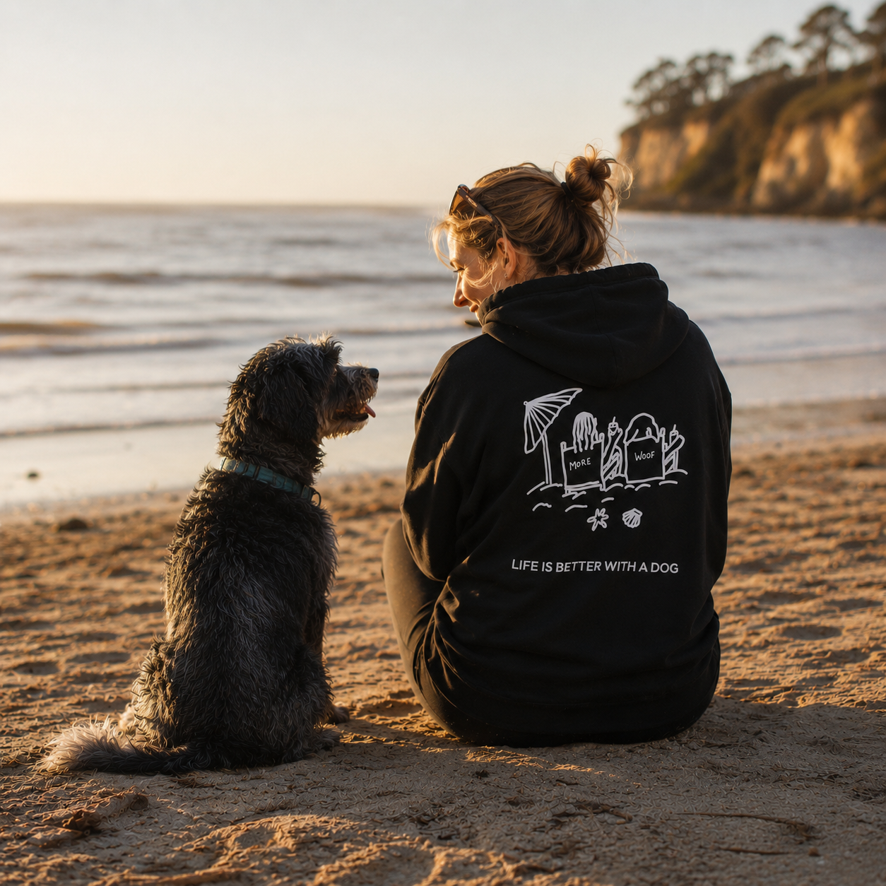 Life is Better with a Dog -- Beach (Back Print) | Soft Fleece Hoodie | Life Is Better With A Dog Collection | Summer Collection
