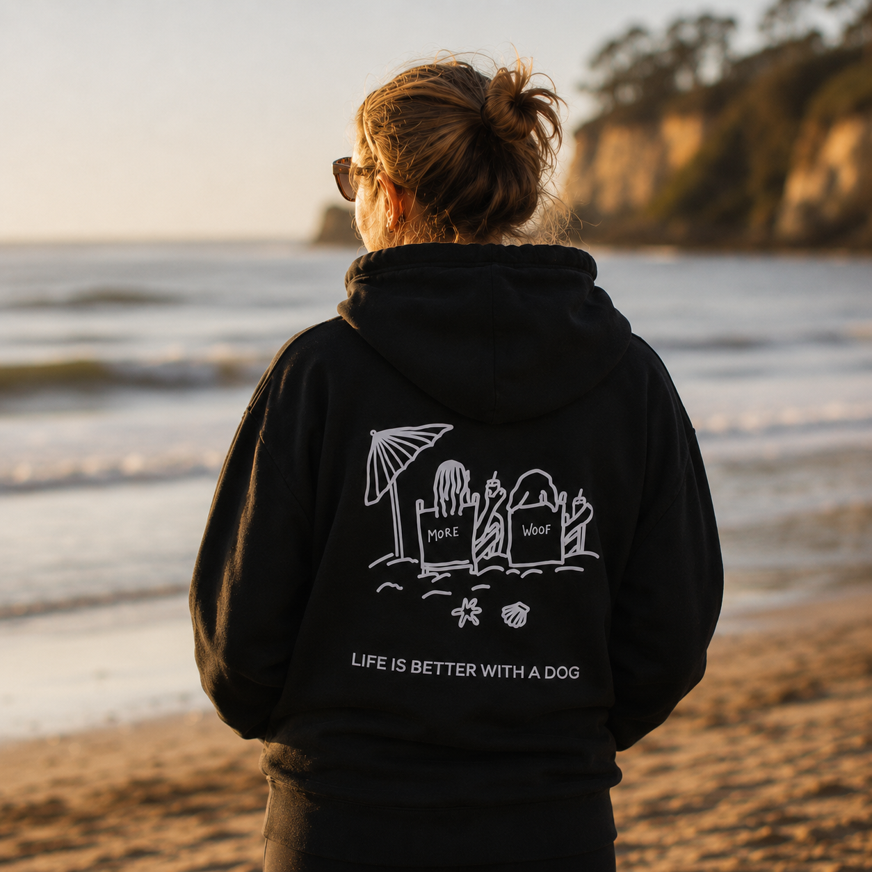 Life is Better with a Dog -- Beach (Back Print) | Soft Fleece Hoodie | Life Is Better With A Dog Collection | Summer Collection
