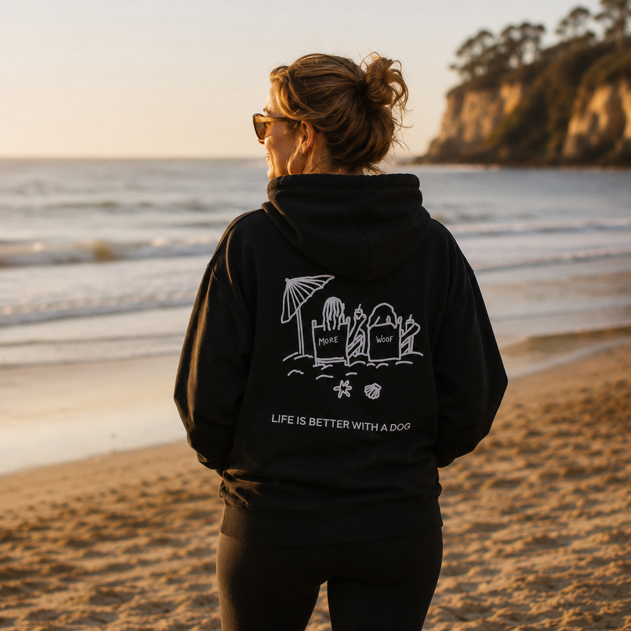 Life is Better with a Dog -- Beach (Back Print) | Soft Fleece Hoodie | Life Is Better With A Dog Collection | Summer Collection
