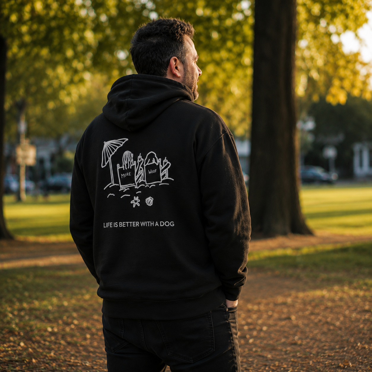 Life is Better with a Dog -- Beach (Back Print) | Soft Fleece Hoodie | Life Is Better With A Dog Collection | Summer Collection