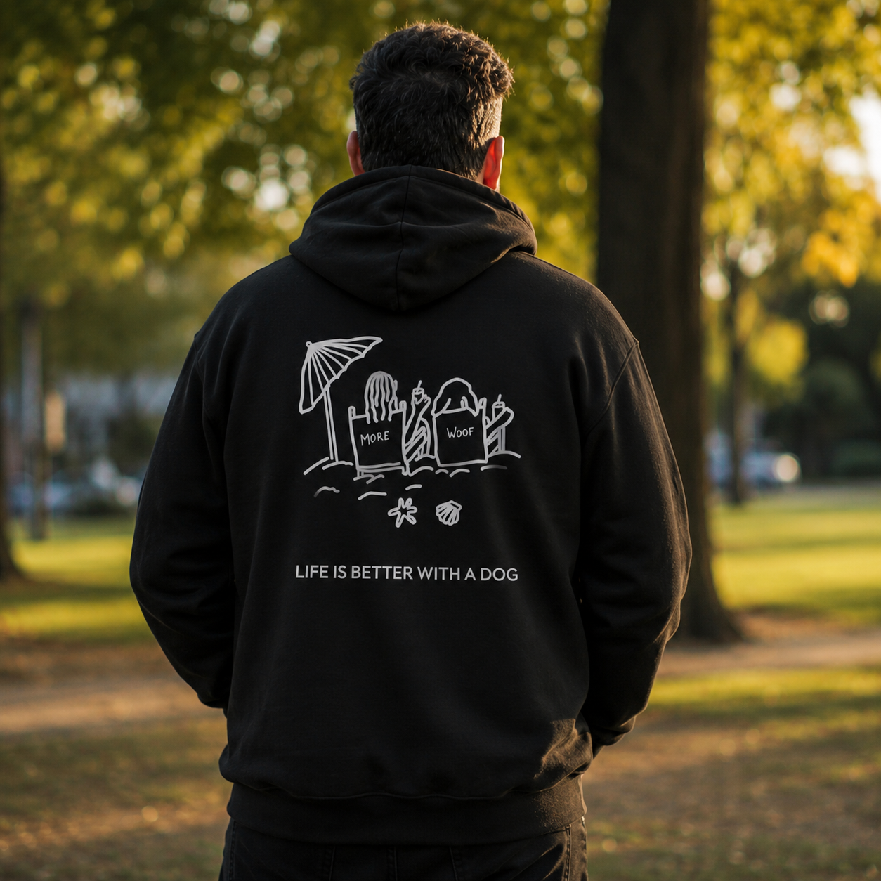 Life is Better with a Dog -- Beach (Back Print) | Soft Fleece Hoodie | Life Is Better With A Dog Collection | Summer Collection