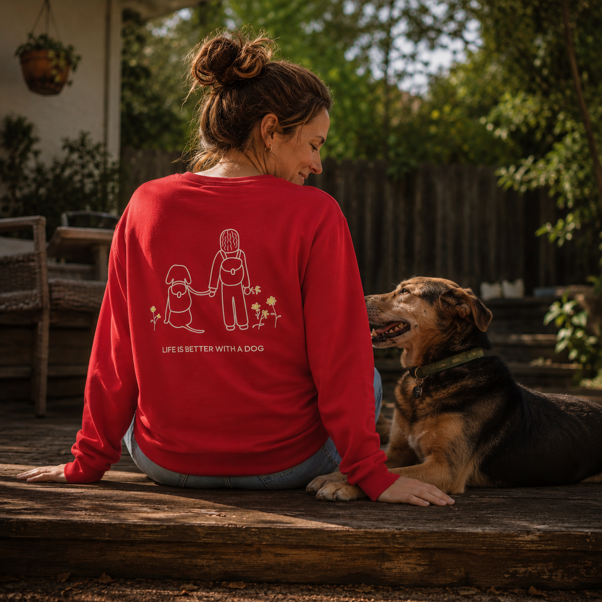 Life Is Better With A Dog -- Hiking (Back Print) | Soft Fleece Sweatshirt | Life Is Better With A Dog Collection