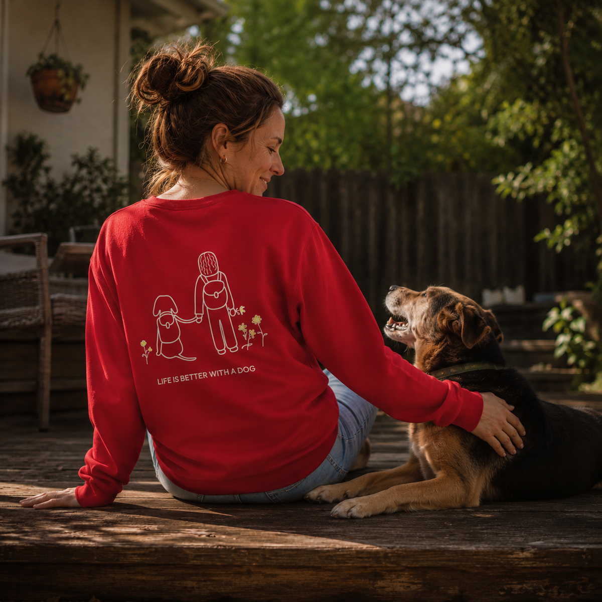 Life Is Better With A Dog -- Hiking (Back Print) | Soft Fleece Sweatshirt | Life Is Better With A Dog Collection