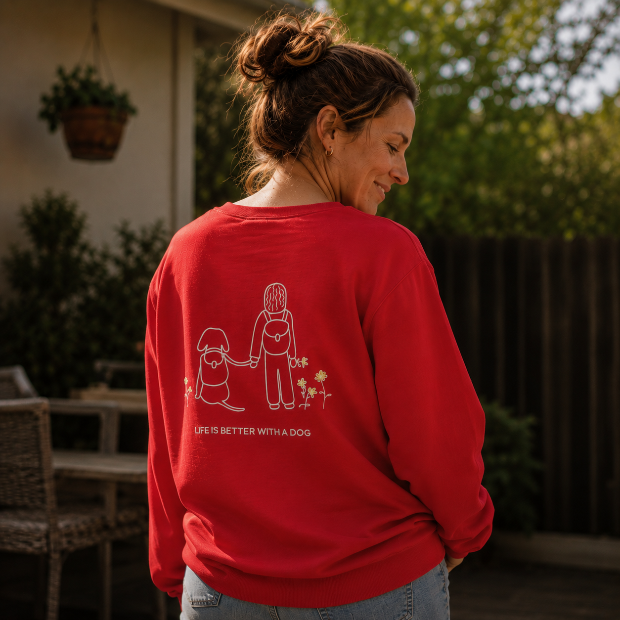 Life Is Better With A Dog -- Hiking (Back Print) | Soft Fleece Sweatshirt | Life Is Better With A Dog Collection