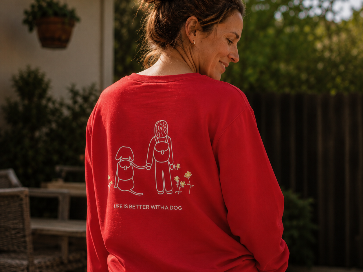 Life Is Better With A Dog -- Hiking (Back Print) | Soft Fleece Sweatshirt | Life Is Better With A Dog Collection