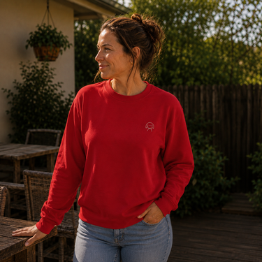 Life Is Better With A Dog -- Hiking (Back Print) — Softstyle Fleece Sweatshirt | Life Is Better With A Dog Collection