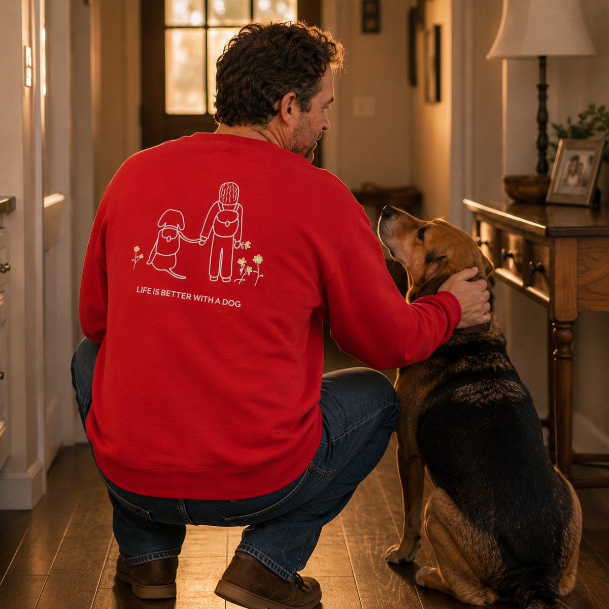 Life Is Better With A Dog -- Hiking (Back Print) | Soft Fleece Sweatshirt | Life Is Better With A Dog Collection