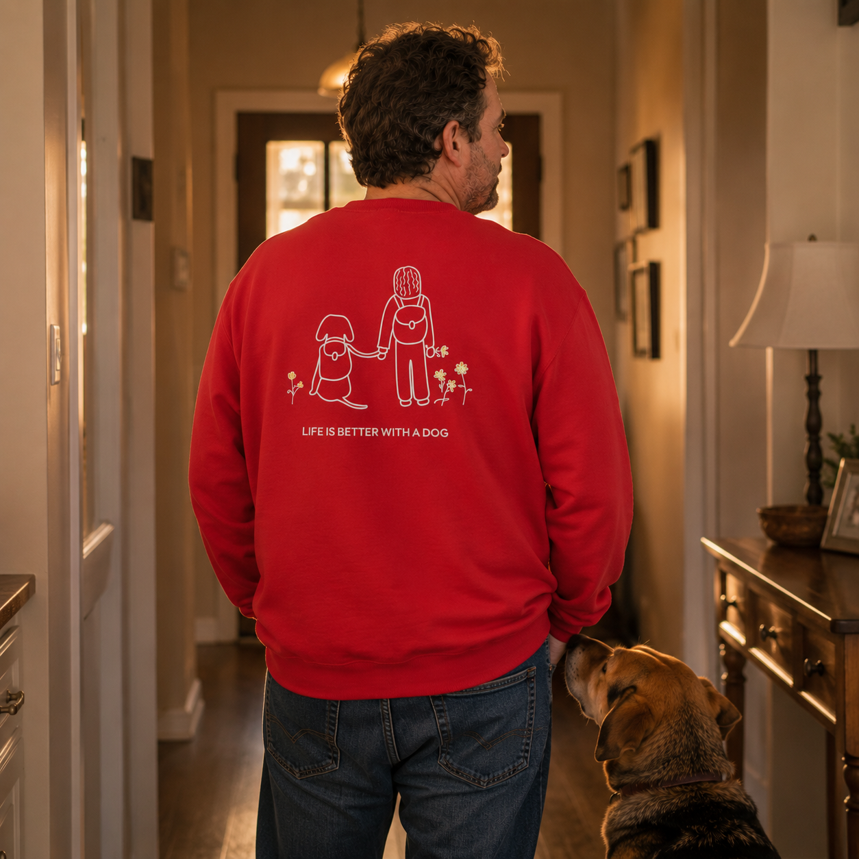 Life Is Better With A Dog -- Hiking (Back Print) | Soft Fleece Sweatshirt | Life Is Better With A Dog Collection