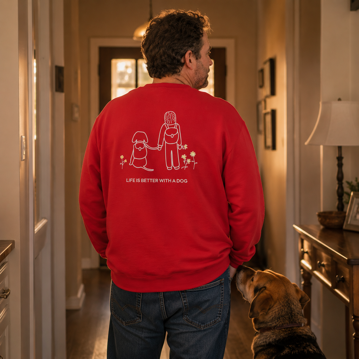 Life Is Better With A Dog -- Hiking (Back Print) | Soft Fleece Sweatshirt | Life Is Better With A Dog Collection