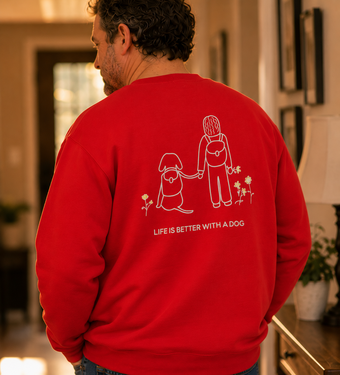 Life Is Better With A Dog -- Hiking (Back Print) — Softstyle Fleece Sweatshirt | Life Is Better With A Dog Collection