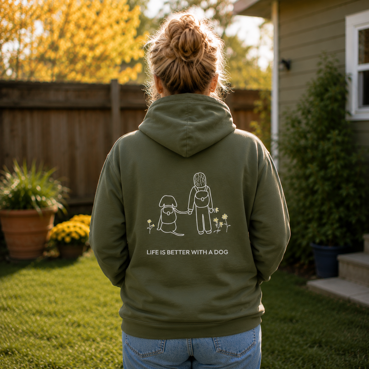 Life Is Better With A Dog -- Hiking (Back Print) | Softstyle Fleece Hoodie | Life Is Better With A Dog Collection