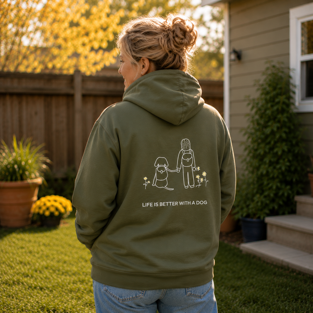 Life Is Better With A Dog -- Hiking (Back Print) | Soft Fleece Hoodie | Life Is Better With A Dog Collection