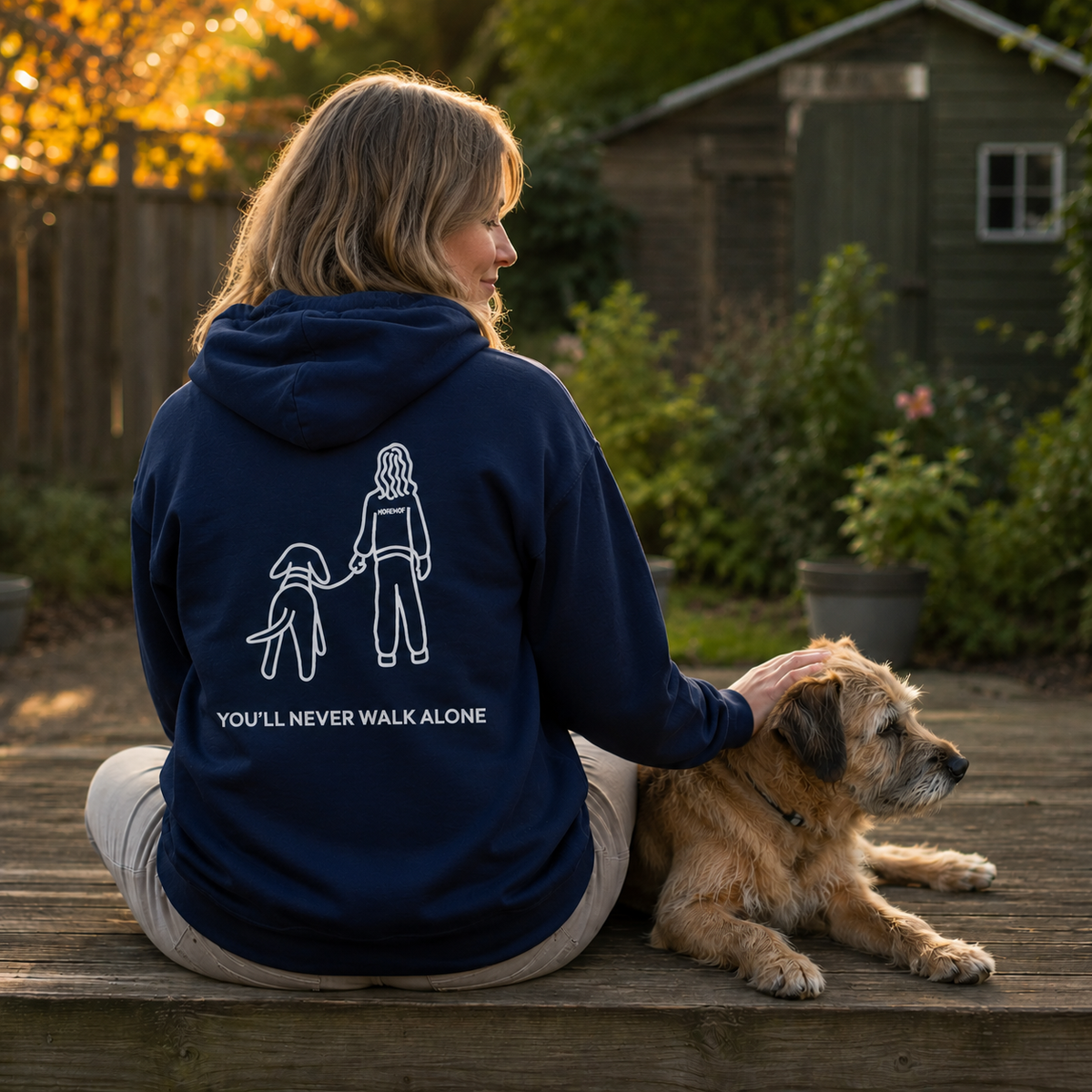 You'll Never Walk Alone (Back Print) | MoreWoof Full Zip Hoodie for Dog Lovers