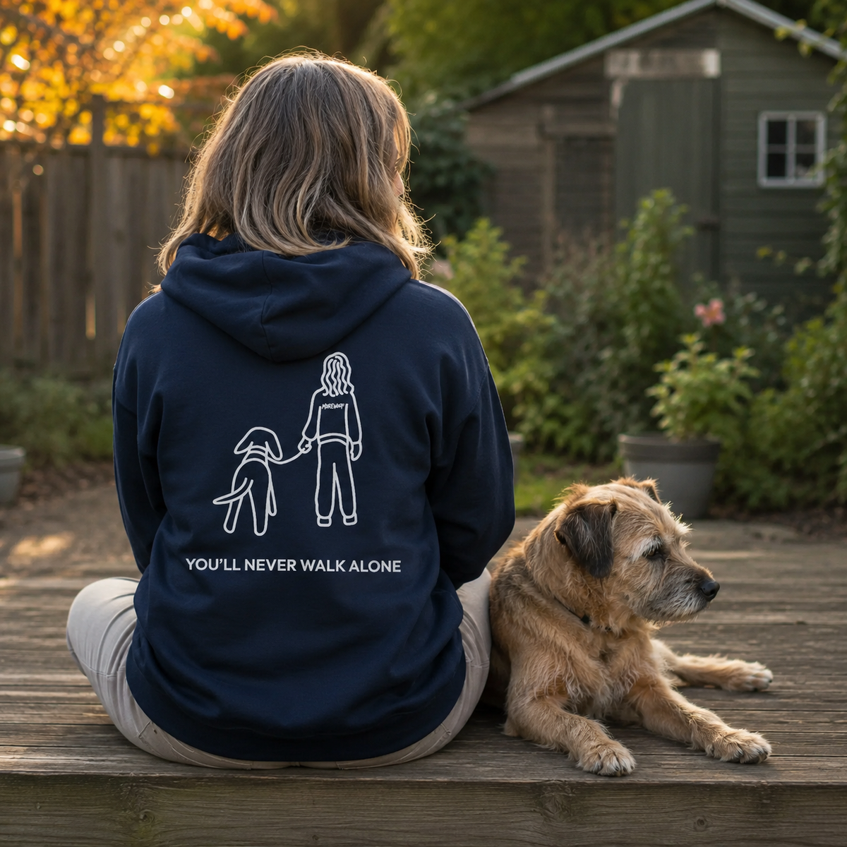 You'll Never Walk Alone (Back Print) | MoreWoof Full Zip Hoodie for Dog Lovers